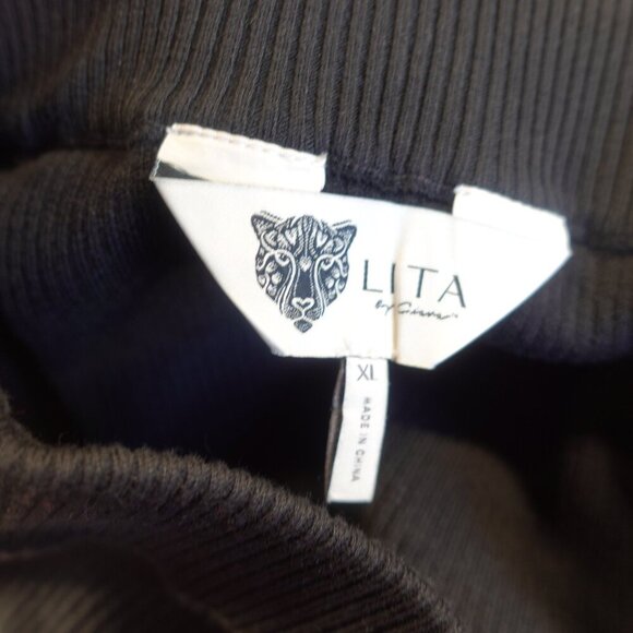 Lita By Ciara Women's True Ribbed midi skirt side slit button Black size XL NEW - Picture 2 of 10